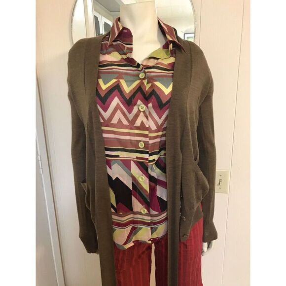 Vera Wang Designer (Original) Lightweight Wool Tie Front Cardigan Sweater Sz SM - Picture 1 of 7